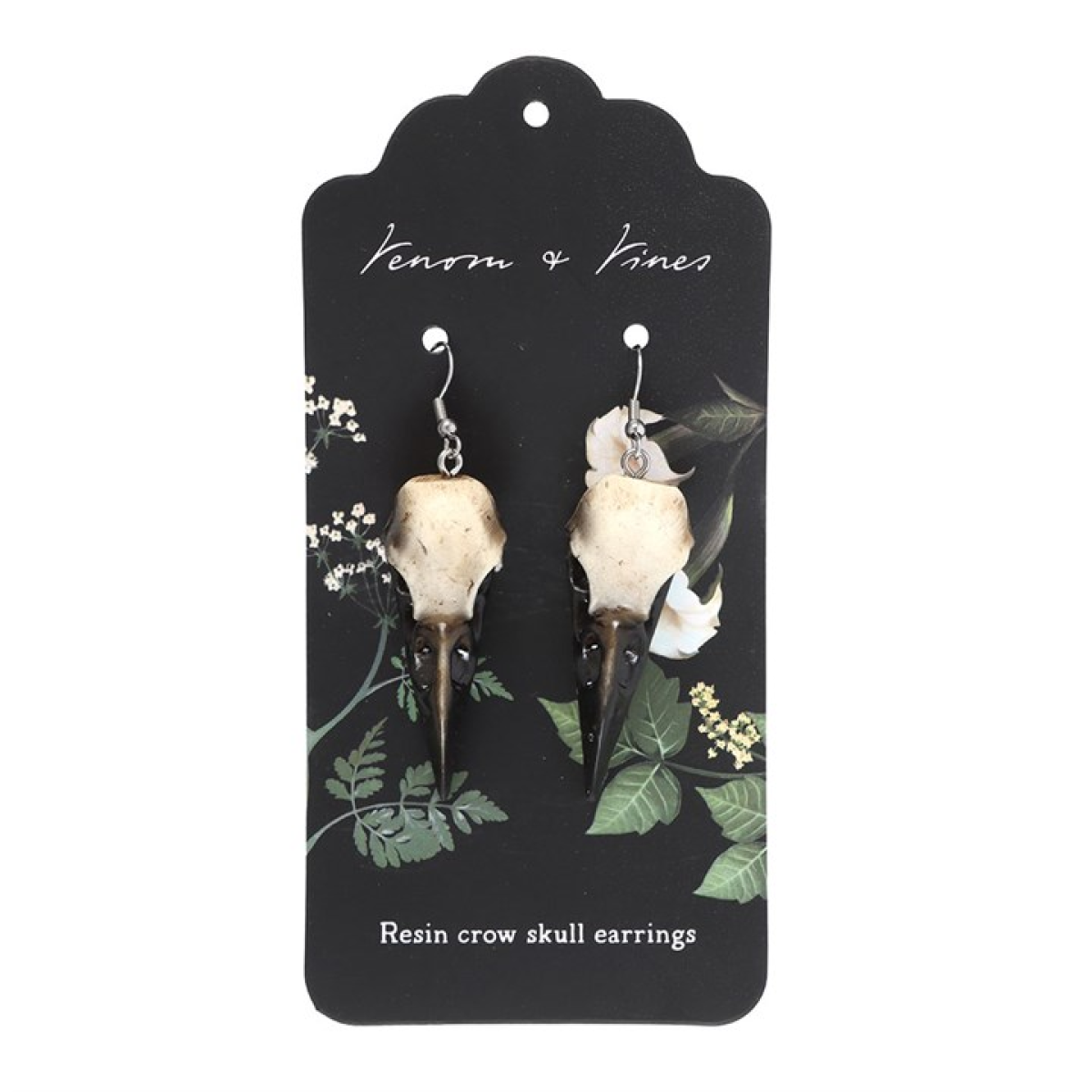 Resin Crow Skull Earrings - Image 2
