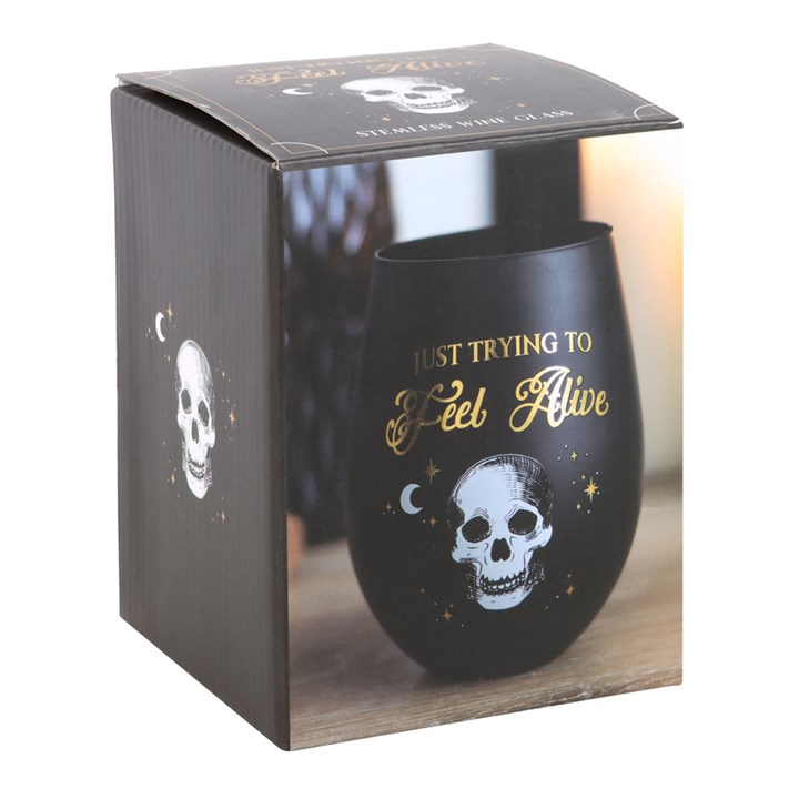 Trying to Feel Alive Stemless Wine Glass - Image 4