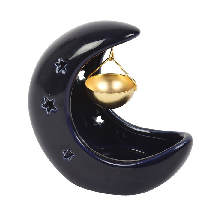 Blue Crescent Moon Hanging Oil Burner - Image 2