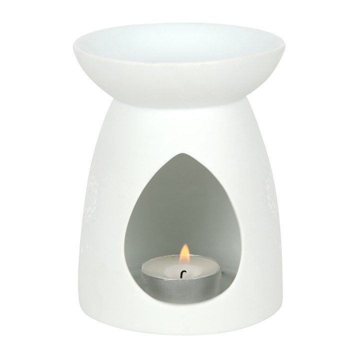White Ceramic Buddha Face Oil Burner and Wax Warmer - Image 3