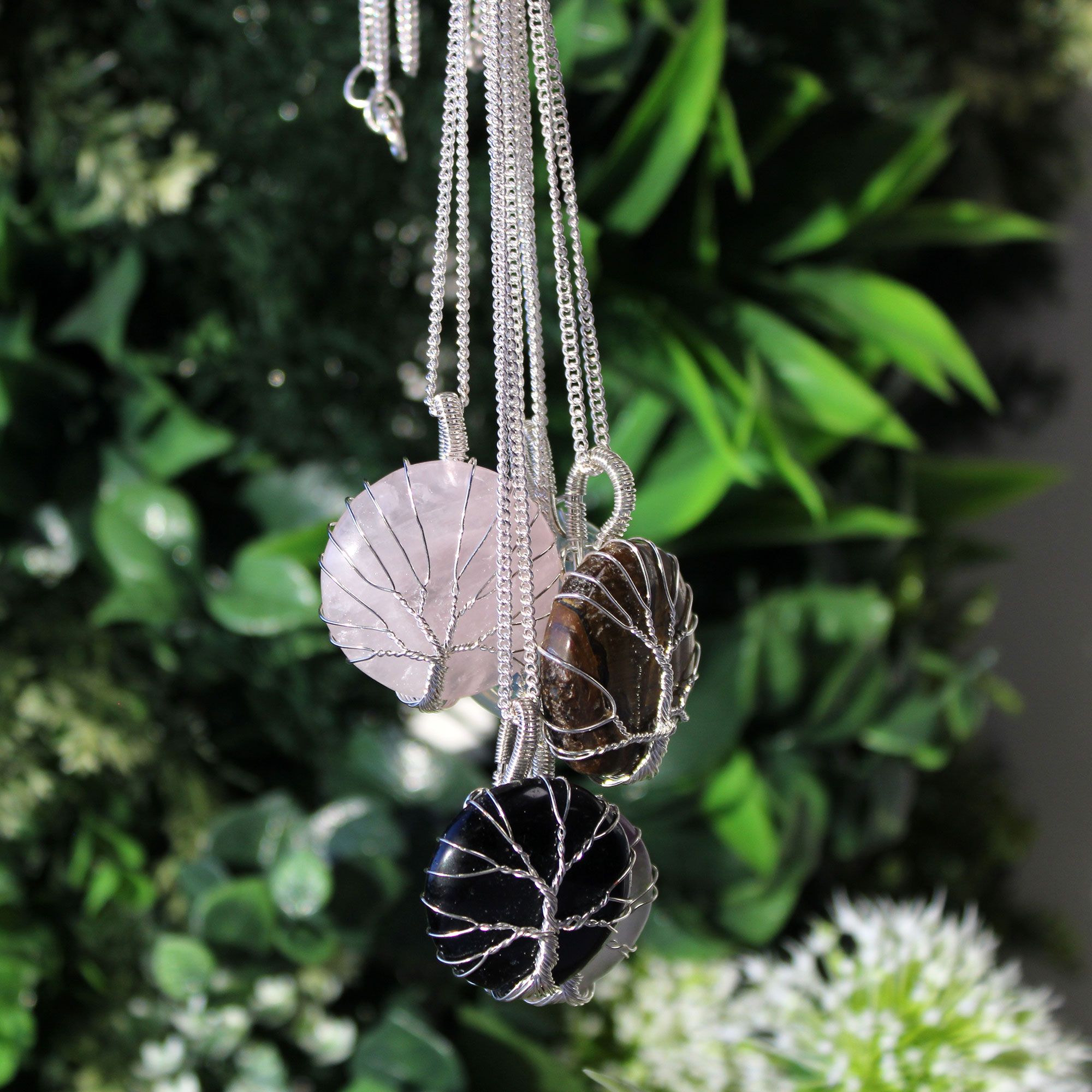 Tree of Life Gemstone Necklace - Rose Quartz - Image 2